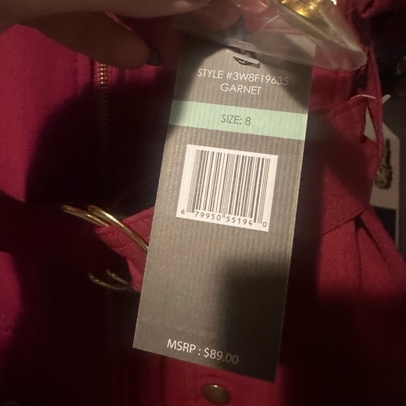 Sharagano Zip Front Dress with Gold Accents - Picture 3 of 7